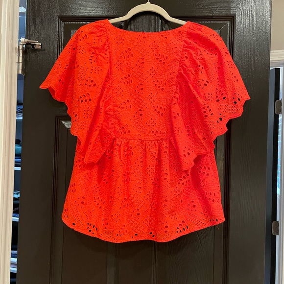 Crosby by Mollie Burch vibrant orange eyelet top size S - Picture 2 of 3